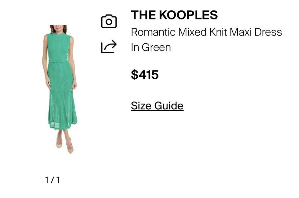 THE KOOPLES Scalloped Rib Knit Maxi Dress Sz M Emerald Green Romantic MSRP $415 - Picture 5 of 15